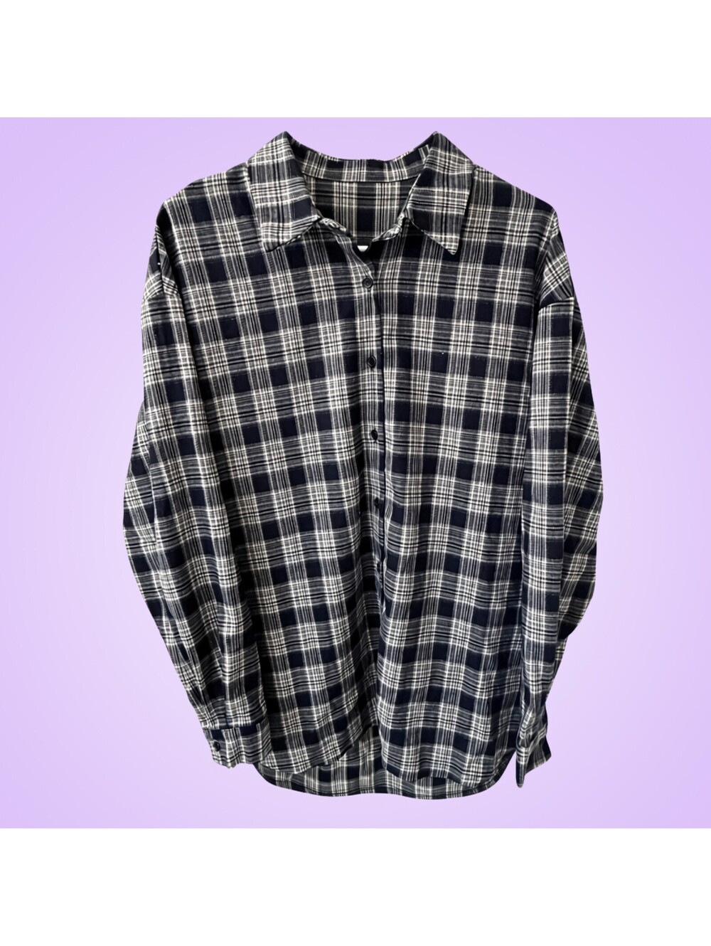 Womens Size M Black White Plaid Oversized Shirt Dress Tunic by Dazy | Flannel